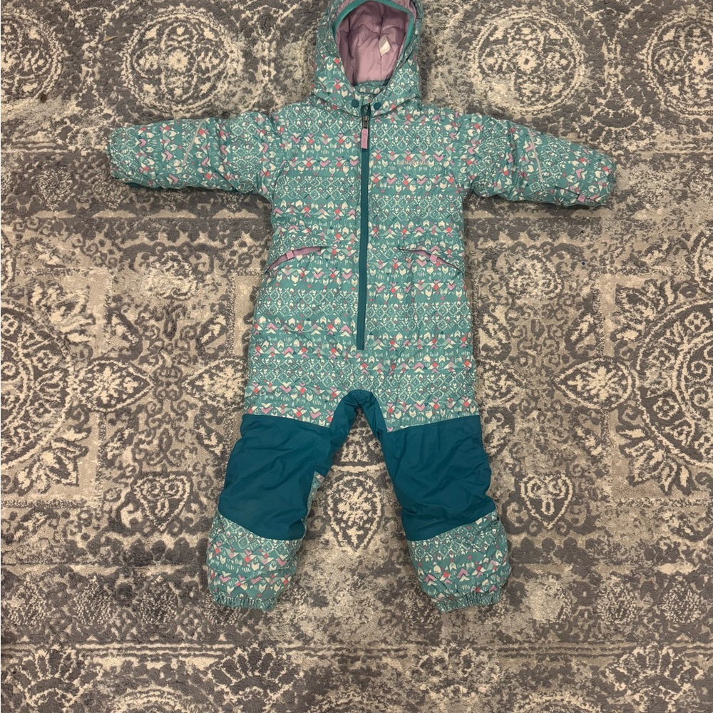 Patagonia Snow Pile One Piece Teal and Lavender Snowsuit Toddler